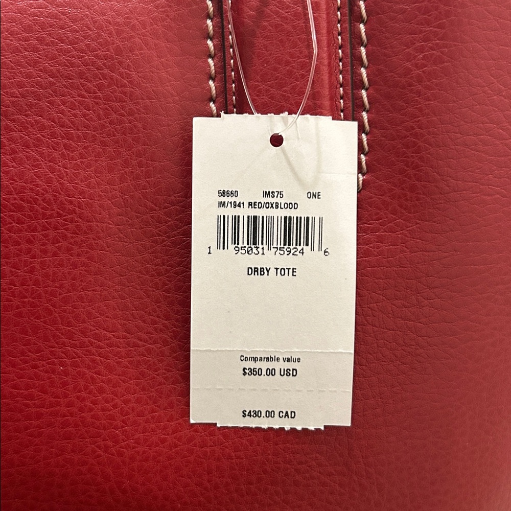 Coach (NWT) Derby Tote in Red/Oxblood - Picture 16 of 16